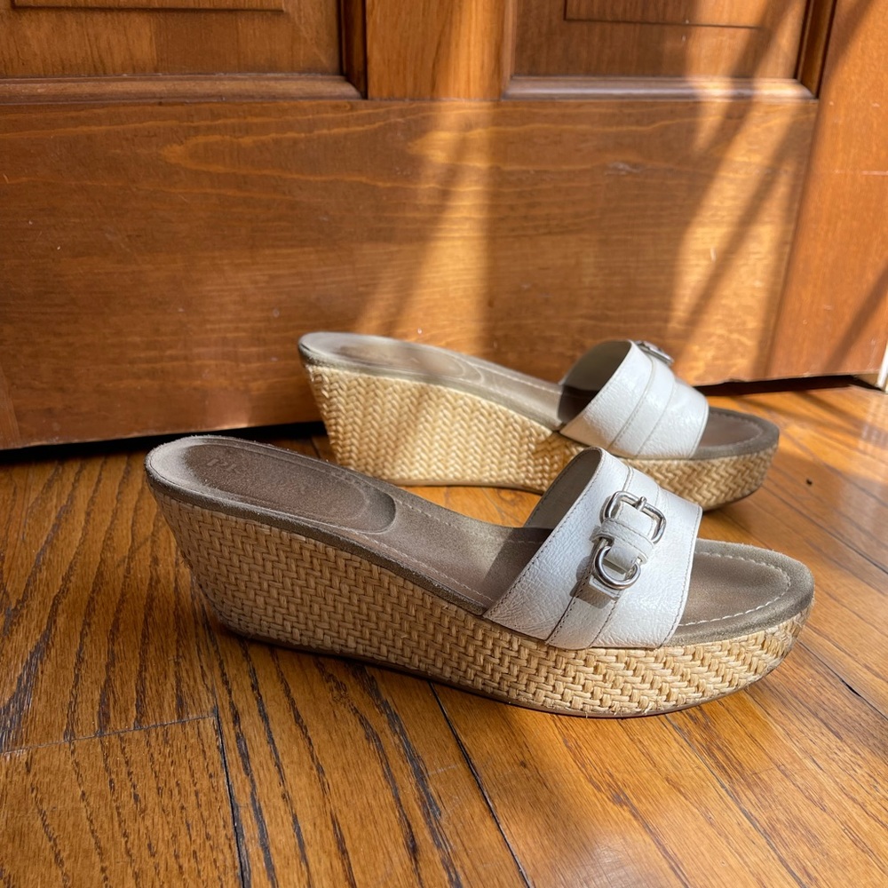 Prada white platform wedge heel sandals 41 - Picture 1 of 5